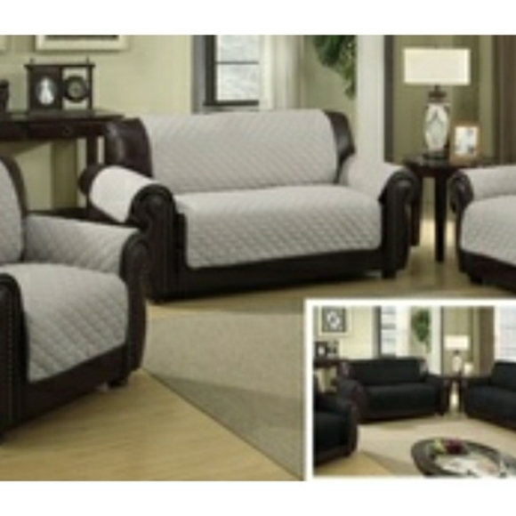 Reversible quilted waterproof sofa slipcover